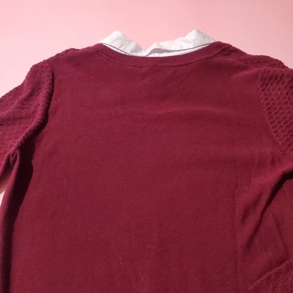 Linda Mathews Marron Red Sweater Shrit Preppy - Picture 4 of 5